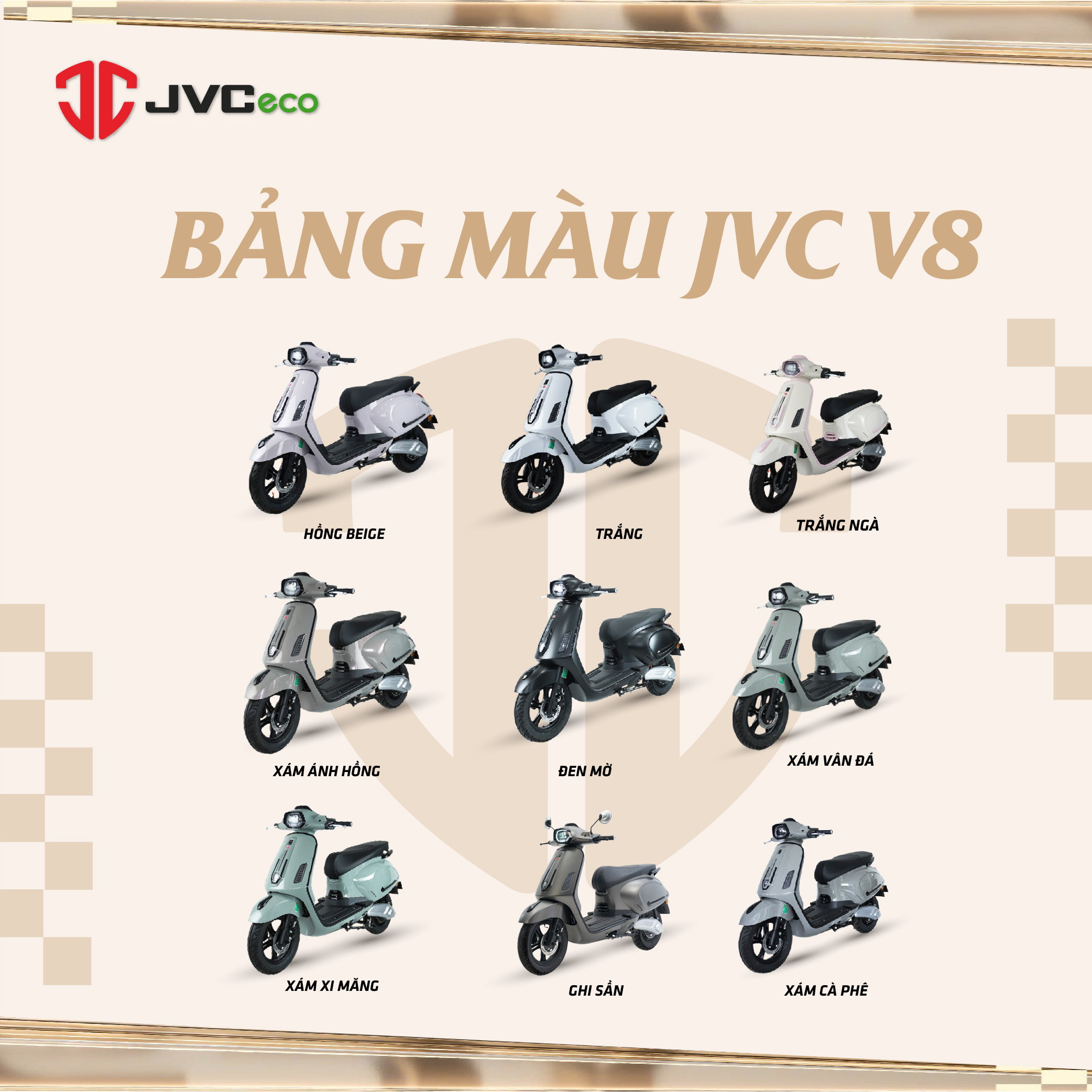 Bảng màu xe điện JVC V8